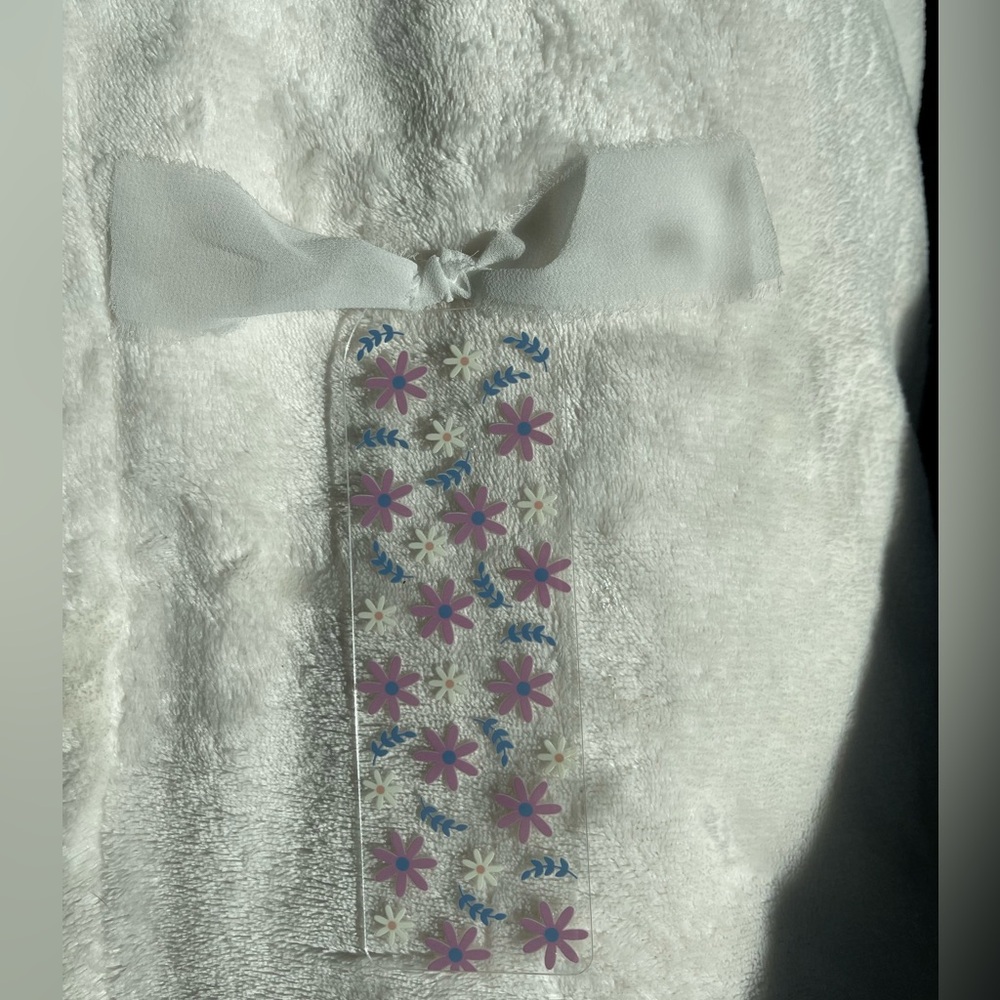 Floral Bookmark with White Ribbon